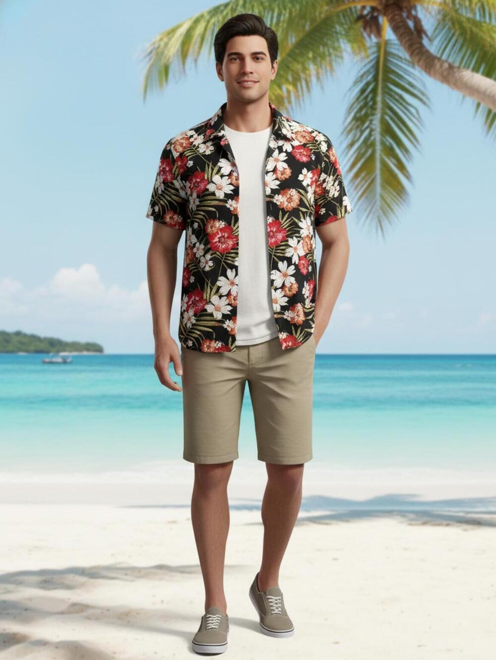 Cactus Man Ricky Singh Slim Fit Floral Short Sleeve Shirt Size L